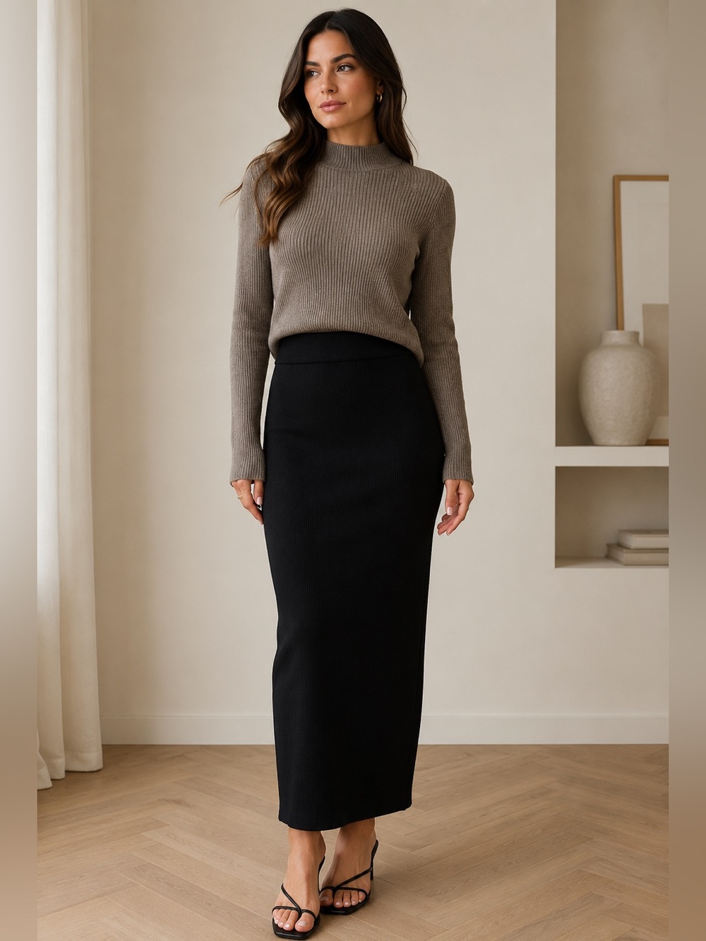 Zara Sleek Black Maxi Pencil Skirt